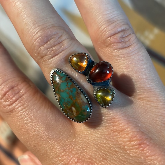 Jewelry - Wild Pine Turquoise and Amber ring size 8